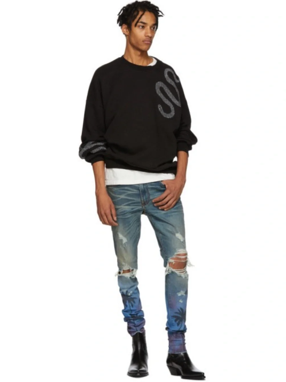AMIRI Indigo Night Palm Thrasher Jeans Size 32